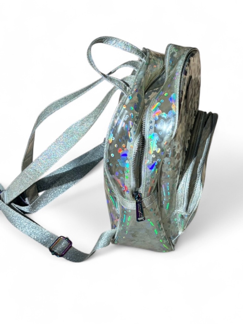 Disney Parks Loungefly Small Backpack Holographic Mickey Confetti Clear Glitter - Picture 4 of 14
